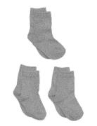 3-Pack Cotton Socks Sukat Grey Melton