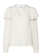 Vitheo L/S Flounce Top Tops Blouses Long-sleeved White Vila