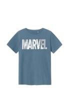 Nkmango Marvel Ss Top Mar Tops T-shirts Short-sleeved Blue Name It