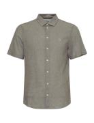 Cfaksel Ss Linen Mix Shirt Tops Shirts Short-sleeved Khaki Green Casua...