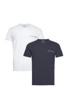 Men's Knit 2-Pack T-Shirt Tops T-shirts Short-sleeved Navy Emporio Arm...
