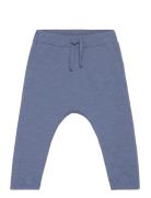 Trousers Slub Solid Bottoms Trousers Blue Lindex