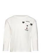 Printed Long Sleeve T-Shirt Tops T-shirts Long-sleeved T-shirts White ...