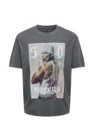 Onscelebrity Rap Ovz Ss Tee Tops T-shirts Short-sleeved Grey ONLY & SO...