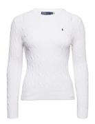 Cable-Knit Cotton Crewneck Sweater Tops Knitwear Jumpers White Polo Ra...