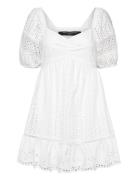 Alissa Cotton Broderie Dress Lyhyt Mekko White French Connection