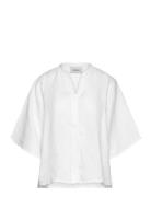 Celia Wavy Linen Shirt Tops T-shirts & Tops Short-sleeved White Ella&i...