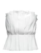 Luciana Pleated Off-The-Shoulder Top Tops Blouses Sleeveless White Mal...