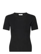 Knit T-Shirt Tops T-shirts & Tops Short-sleeved Black Rosemunde