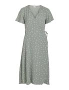 Vilovie S/S Wrap Midi Dress - Noos Polvipituinen Mekko Green Vila