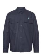Carson Herringb Shirt Tops Shirts Casual Navy Double A By Wood Wood