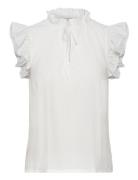Top W/Ruffles Tops T-shirts & Tops Sleeveless White Rosemunde