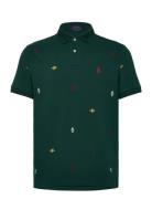Custom Slim Embroidered Mesh Polo Shirt Tops Polos Short-sleeved Green...