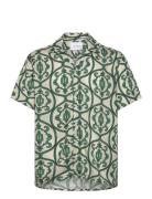 Ornament Aop Ss Shirt Tops Shirts Short-sleeved Green Les Deux