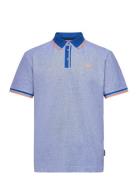 Polo With Detailed Collar Tops Polos Short-sleeved Blue Tom Tailor