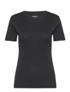 Women's O-Neck Tee Tops T-shirts & Tops Short-sleeved Black NORVIG