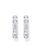 Hoop Earrings With White St S Pavé Silver Accessories Jewellery Earrin...