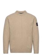 High Texture Sweater Tops Knitwear Round Necks Beige Calvin Klein Jean...
