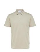 Slhrelax-Terry Ss Zip Polo Ex Tops Polos Short-sleeved Beige Selected ...