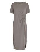 Pcanora Ss O-Neck Midi Knot Dress Bc Polvipituinen Mekko Grey Pieces