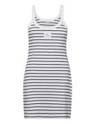 Woven Label Rib Tank Dress Lyhyt Mekko White Calvin Klein Jeans