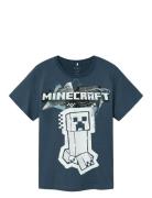 Nkmjin Minecraft Ss Top Box Noos Bfu Tops T-shirts Short-sleeved Blue ...