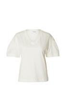 Slfcarli Ss V-Neck Tee Tops T-shirts & Tops Short-sleeved White Select...
