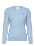 Stretch Cotton Cable C-Neck Tops Knitwear Jumpers Blue GANT