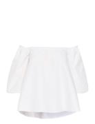 Pampagz Off Shoulder Blouse Tops Blouses Short-sleeved White Gestuz