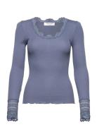 Rwbenita Ls O-Neck Lace Top Tops T-shirts & Tops Long-sleeved Blue Ros...