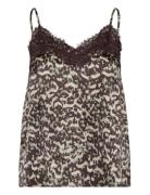 Silk Strap Top Tops Blouses Sleeveless Brown Rosemunde