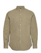 Slim Fit Garment-Dyed Oxford Shirt Tops Shirts Casual Khaki Green Polo...