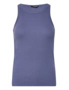 Katy Rib Tank Top Tops T-shirts & Tops Sleeveless Blue Bruuns Bazaar