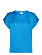 Viellette S/S Satin Top - Noos Tops T-shirts & Tops Short-sleeved Blue...