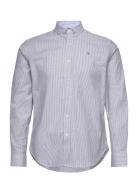 Oxford Stretch Stripe L/S Tops Shirts Casual Navy Clean Cut Copenhagen