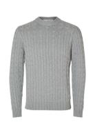 Slhryan Structure Crew Neck Tops Knitwear Round Necks Grey Selected Ho...