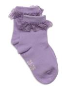 Ankle Sock W. Lace Sukat Purple Minymo