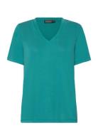 Slcolumbine Loose Fit V-Neck Ss Tops T-shirts & Tops Short-sleeved Blu...