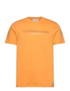 Copenhagen Print Tee S/S Tops T-shirts Short-sleeved Orange Lindbergh