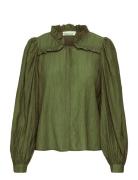 Kayakb Blouse Tops Blouses Long-sleeved Green Karen By Simonsen