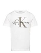 Ck Monogram Ss T-Shirt Tops T-shirts Short-sleeved White Calvin Klein