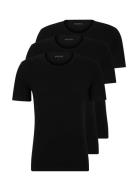 Tshirt Rn 3P Classic Tops T-shirts Short-sleeved Black BOSS