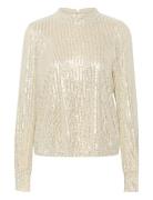 Kabolette Sequin Blouse Tops Blouses Long-sleeved Cream Kaffe