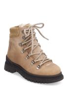 Boots - Flat - With Lace And Zip Nauhalliset Talvikengät Beige ANGULUS