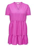 Cartiri-Caro S/S V-Neck Lin Dress Tlr Lyhyt Mekko Pink ONLY Carmakoma