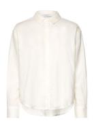 Linen Shirt Tops Shirts Long-sleeved Cream Rosemunde