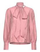 Blouse With Detachable Bow Tops Blouses Long-sleeved Pink IVY OAK