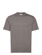 Mercerised Slim-Fit T-Shirt Tops T-shirts Short-sleeved Grey Mango