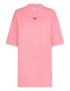 Tjw Badge Tee Dress Lyhyt Mekko Pink Tommy Jeans