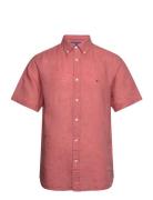 Pigment Dyed Linen Rf Shirt S/S Tops Shirts Short-sleeved Pink Tommy H...
